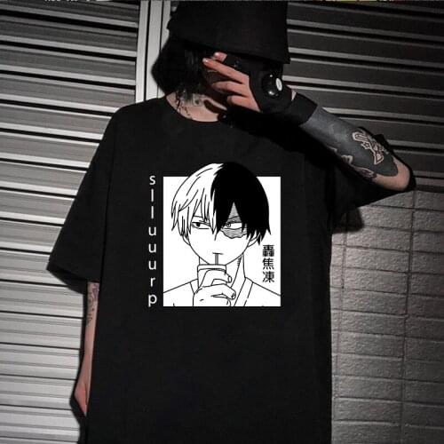 Harajuku T-Shirt Men Anime T Shirt My Hero Academia Shoto Todoroki Anime Tops Tees