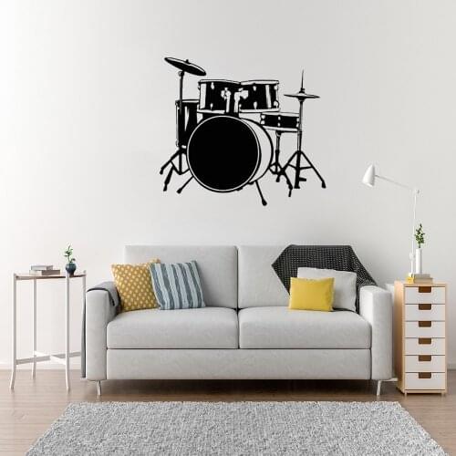 Musical Instrument Wall Sticker Drum Kit Drummer Wall Decal For Music Bar Removable Vinyl Wall Art Mural dw6419