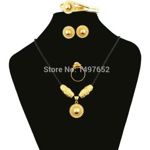Newest DIY Ethiopian Habesha Jewelry Gold Color Jewelry Bridal Temperament Jewelry Wedding Jewelry Sets for Women
