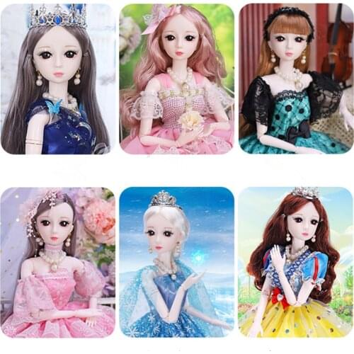 New 2021 60cm BJD Doll Set 1/3 Fashion Princess Girl Dress Up Toy 23 Joint Movable 4D Simulation Eyes Children Christmas Gift