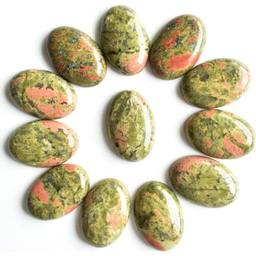Wholesale 12pcs/lot fashion top quality natural flower green stone Oval CAB CABOCHON 20x30mm beads for jewelry making Free