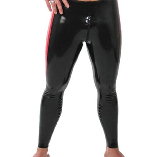 Sexy Male Latex Tight Pants with Crotch Zip Rubber Leggings Trousers Handmade Plus Size Custom Made Costumes S-LTM041