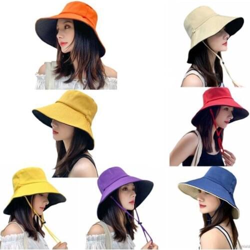 Sun Hat Summer Foldable Bucket Hat for women Outdoor Sunscreen Cotton Fishing Hunting Cap Anti-UV wide brim bucket Sun hat