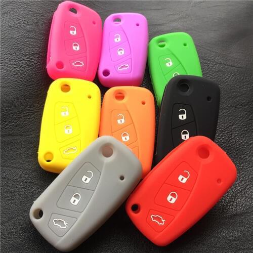 3 buttons Silicone car key case cover for FIAT Panda Stilo Punto Doblo Grande Bravo 500 Ducato Minibus floding key