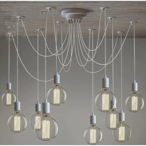 LOFT Modern White/Black Lustre chandeliers 6-16 Arms Retro Adjustable Edison Bulb Lamp E27 Art Spider Ceiling luminaire Fixture