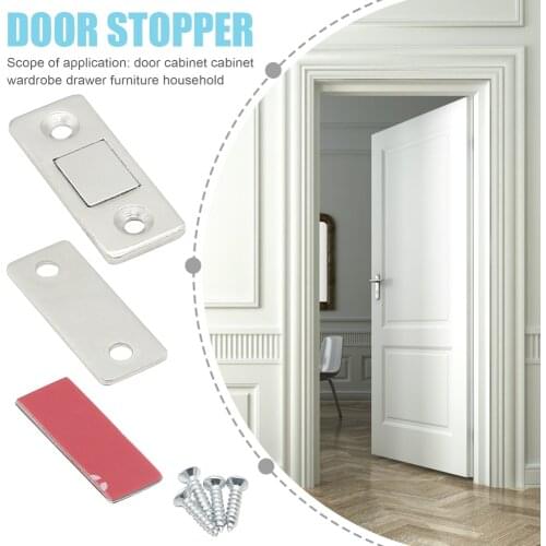 1 Set Ultra-Thin Door Magnet Invisible Anti-Rust Soft-Catch Door Magnetic Door Stopper for Home Drawer/Wardrobe Closer Kit