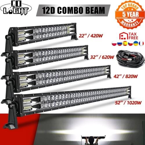 CO LIGHT 22" 32" 42" 52" 2-Row LED Light Bar Offroad 420W 620W 820W 1020W Combo Led Work Light Bar 12V 24V Truck SUV ATV 4WD 4X4