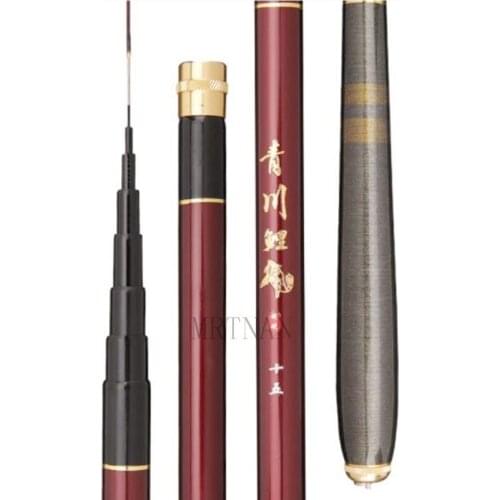 Carbon Fiber Telescopic Fishing Rod Ultra-light Stream Hand Pole Carp Feeder Fishing Pole 3.6-7.2m Fishing Rod 2021