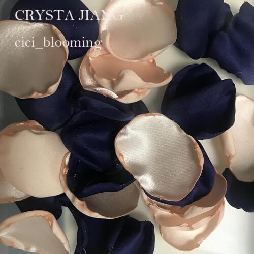 Navy Blue And Peach Satin Rose Petals for Wedding Petals Soft Flower Girl Rose Petal 100 pieces /Lot