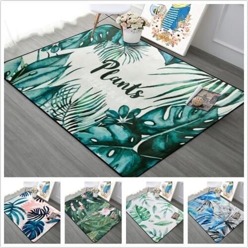 Tropical Plants Leaves Carpets Nordic Pastoral Living Room Bedroom Rugs Anti-slip Coffee Table Floor Area Carpets Home Decor Mat