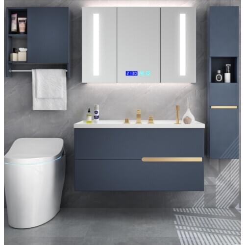 Smart bathroom cabinet combination Nordic luxury modern minimalist bathroom washstand wash hands washbasin bathroom cabinet