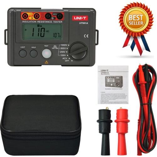 UNI-T UT501A 1000V Insulation Earth Ground Resistance Meter Megger Auto Range Ohm Tester Megohmmeter VoltmeterTester