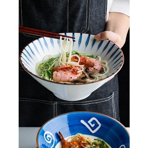 8 Inch Japanese Ramen Bowl Salad Rice Pasta Bowl Fruit Soup Bowl Ramen Noodle Bowl Microwave Ceramic Dinnerware