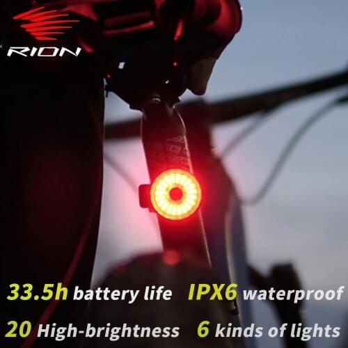 RION Multi Lighting Modes Taillight Bicycle LED charge USB Bike Lights Flash Tail Rear MTB Light IPX6 Waterproof Accessories