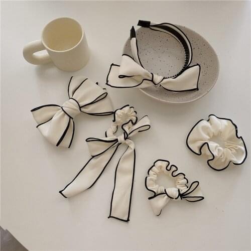 Women Hair Ties white Scrunchies Women Ponytail Holders Bow Rubber Band Duckbill clip white Hair Accessories Headwear