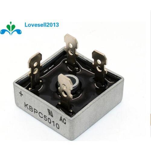 1Pcs 50A 1000V Metal Case Single Phases Diode Bridge Rectifier KBPC5010