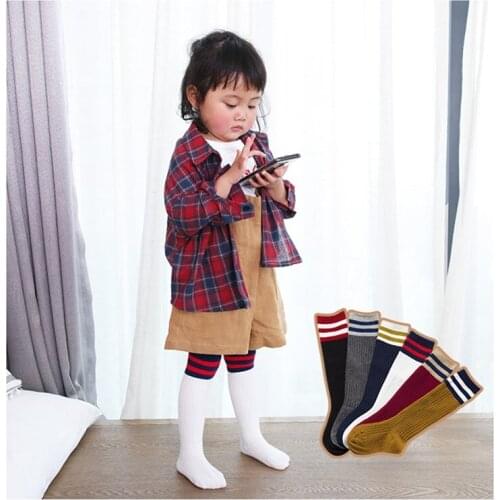 1Pcs Spring Stripes Sports Football Kids Socks Toddler Baby Cotton Socks Knee High Long Warmers Cute Children Socks 1-9Y