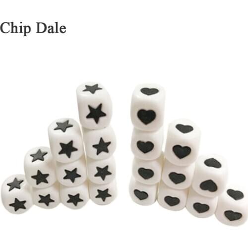 Chip Dale 10Pcs Star Heart Letter Beads Food Grade Silicone Teether Loose Bead 12mm Square Baby Teething DIY Bracelet Necklace