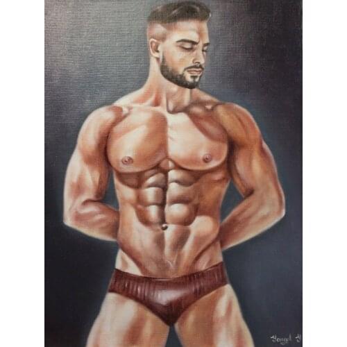 100%hand-painted Oil painting on canvas (handmade) nude man