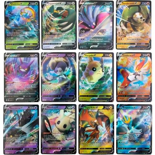 100Pcs V New Spanish Pokemon Cards Sun and Moon Sword and Shield Battle Carte Trading Game Collection Shining Cards Children Toy