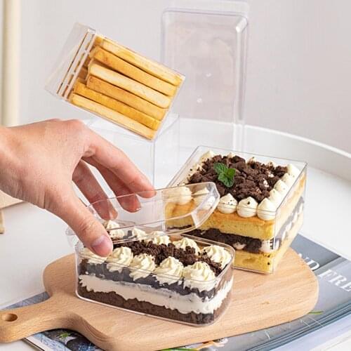 20pcs High quality PS hard plastic box favors pastry cake box diy baking party favors packaging food gift transparent boxes