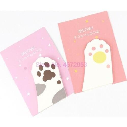2000pcs/lot 5 Colors Cute Mini Cat Paw Memo Notepad Notebook Memo Pad Self-Adhesive Sticky Notes Bookmark Gift Stationery