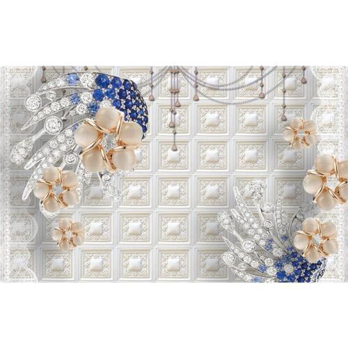 3D Vivid Custom Mural Luxury Gold Jewelry Flower Butterfly Wallpaper Background Wall Papers Living Room Bedroom Walls Home Decor