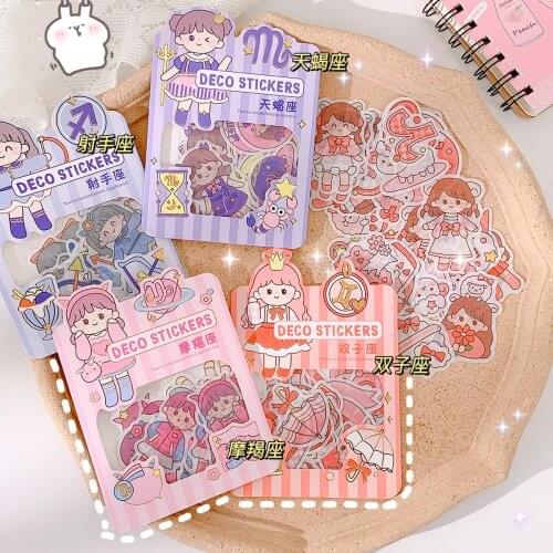 40 Sheets/Pack Kawaii Decorative Sticker Scrapbooking Journal Planner DIY School Stationery Twelve Constellations