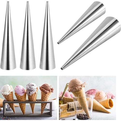 5/10/12PCS Stainless Steel Pastry Cream Horn Molds Conical Tube Cone Pastry Roll Horn Mould Kitchen Baking Coil Tool