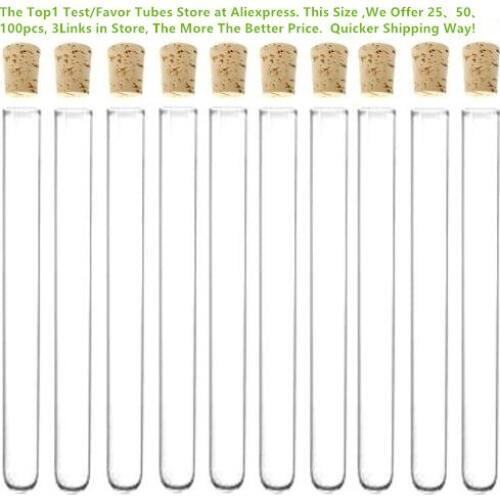 50pcs 13x100mm 7ml Glass Test Tube With Cork Stopper Lab Glassware All Size Available In Store
