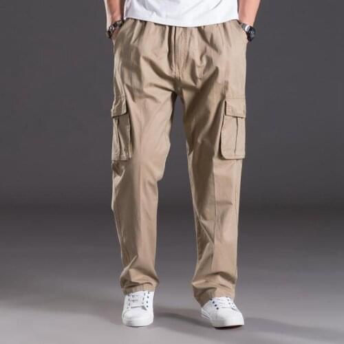 6Xl Multi Pocket Jeans Oversize Pants Overalls Elastic Waist Pants Plus Size Men Spring Summer Casual Pants Male Big Size