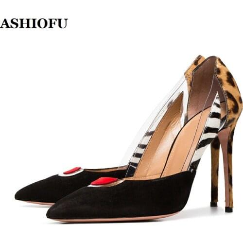ASHIOFU New Classic Handmade Ladies High Heel Pumps Patchwork Slip-on Party Prom Dress Shoes Evening Fashion Pumps Court Shoes