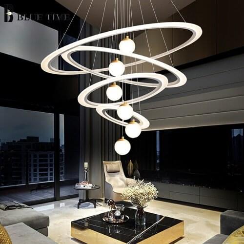 White Acrylic Led Chandelier Decoration Modern Ceiling Chandelier Lighting Fixtures for Living room Dining room Kitchen Bedroom