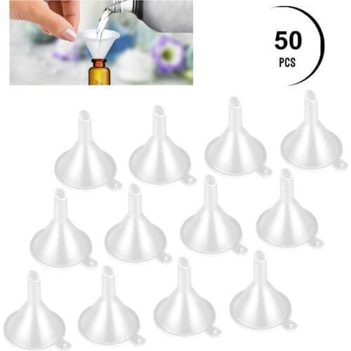 Free Shipping 50pcs Mini Funnel TailaiMei Clear Plastic Funnels for Perfume Fragrance Essential Oils, Lab Bottles, Sand Art