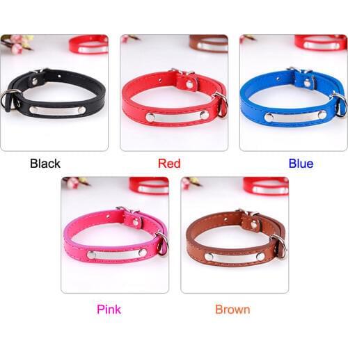 Free Shipping PU Leather Dog Collar DIY Dog Tag Collar Pet Collar Customized Information Tag On Collar Four Size Pet Leads