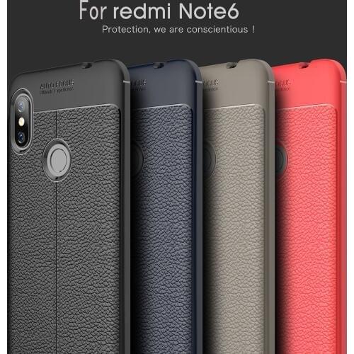 For Xiaomi Redmi Note 6 Pro Case Luxury Leather texture Silicone Skin Protect back cover cases for xiaomi redmi note 6pro shell
