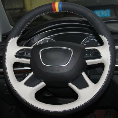 For Audi A3(8V) A8(D4) Q7 Q3 Q5 Steering Wheel Cover Hand-stitch on Wrap Cover