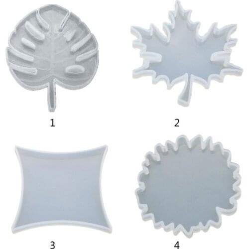 DIY Coaster Carfts Epoxy Mold UV Resin Crystal Silicone Molds Round Maple Leaf Shape Decorations Making