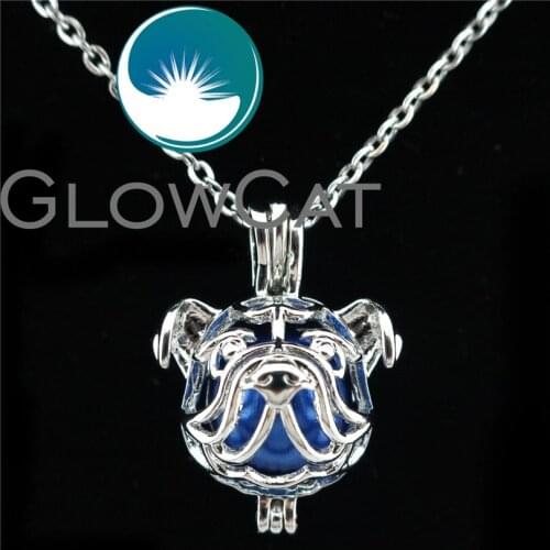 GLOWCAT K703 Cute Shar Pei Dog Beads Cage Pendant Essentialage Locket Necklace Girls Friends Gift Jewelry