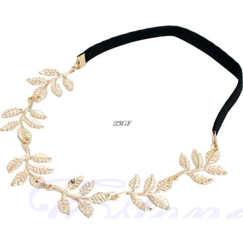 Greek Goddess Peace Angel Golden Olive Leaves Elastic Hair Band Headband Vintage