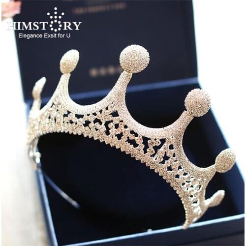 HIMSTORY Sparkly Full Crystal Tiara Handmade Rhinestone Big Crown Bridal Hair Accessories Royal Queen Princess Wedding Hairwear