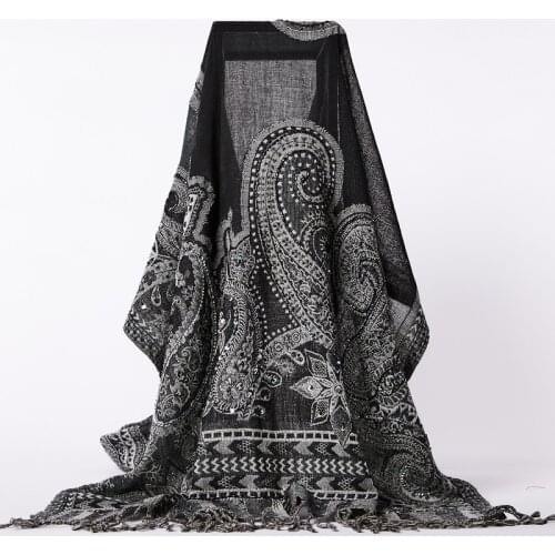 India Nepal high-end handmade beaded ethnic wool shawl scarf Women female autumn winter warmth wild