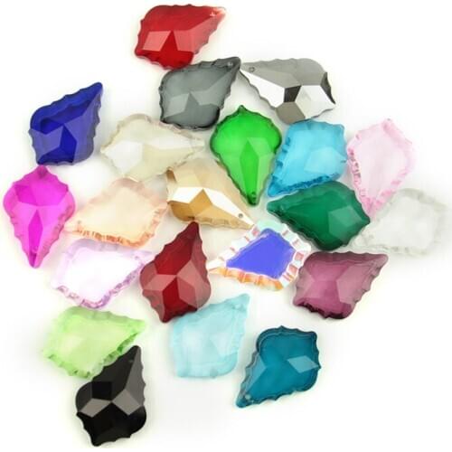 Crystal Maple Leaf Chandelier Pendants Glass Diy Lamp Parts Colors 38mm 50mm 63mm 10pcs for Wedding /Home Lighting Decoration