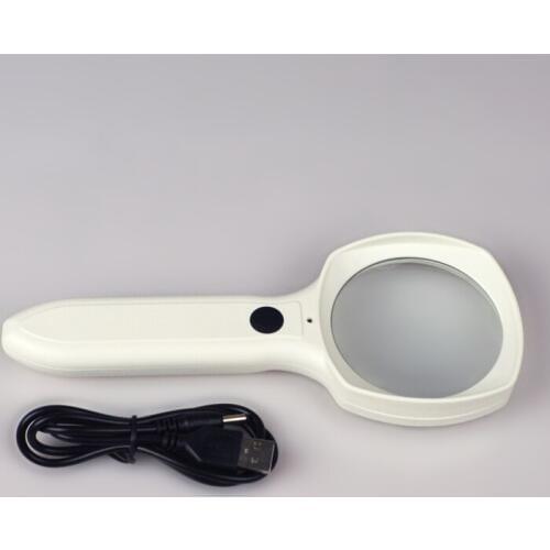 USB Rechargeable Handheld LED Illuminated Newspaper Reading Magnifier Elderly People Helping Magnifying Glass with LED Lights 3x