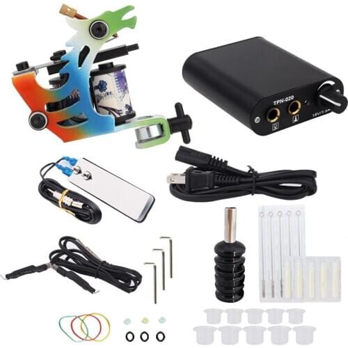 Tattoo Machine Black Power For Professional Grip Kit Permanent Makeup Coils Machine Color-cups Pedal Tattoo Sets