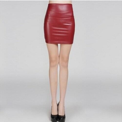 Fashion PU Leather Women Short Skirt Sexy Back Zipper Skirt A-line Package Hip Mini Skirts Ladies Clothes