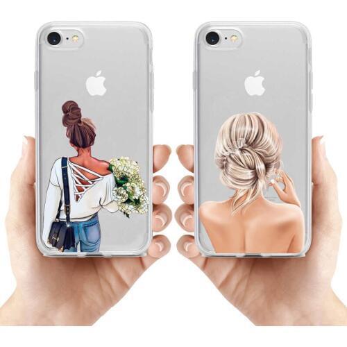 Fashion design Brown Princess Girl silicone shell applies iphone 11 11PRO 11PROMAX 8 7 6 S Plus X XS MAX XR 5S SE