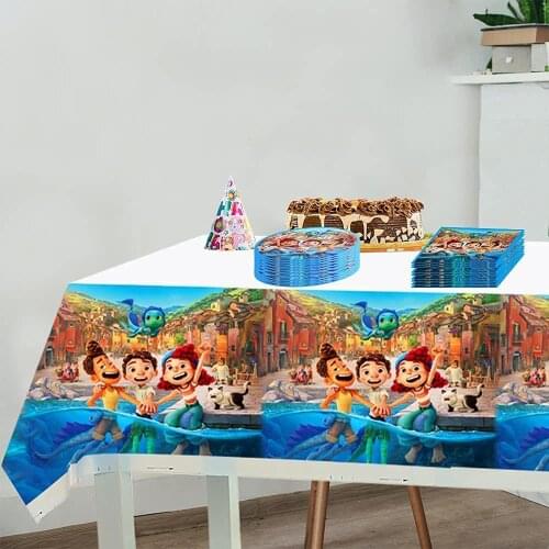 Cartoon Stitch Luca Roya Frozen Princess Disposable Kids Favor Birthday Plastic 108x180cm Tablecloth Party Decorations Supplies
