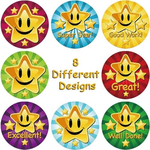 Star Sticker Childrens Reward Sticker Creative School Supplies Teacher Reward Reward 500 Pieces of Round Toy Sticker One Inch