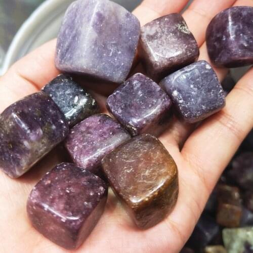Natural lepedolite Crystal Tumbled stone Muscovite Quartz gravel cube purple Mica palm stone Healing Energy Stone Rock Mineral